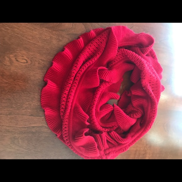 NWOT Red Ruffle Infinity Scarf - Picture 2 of 4
